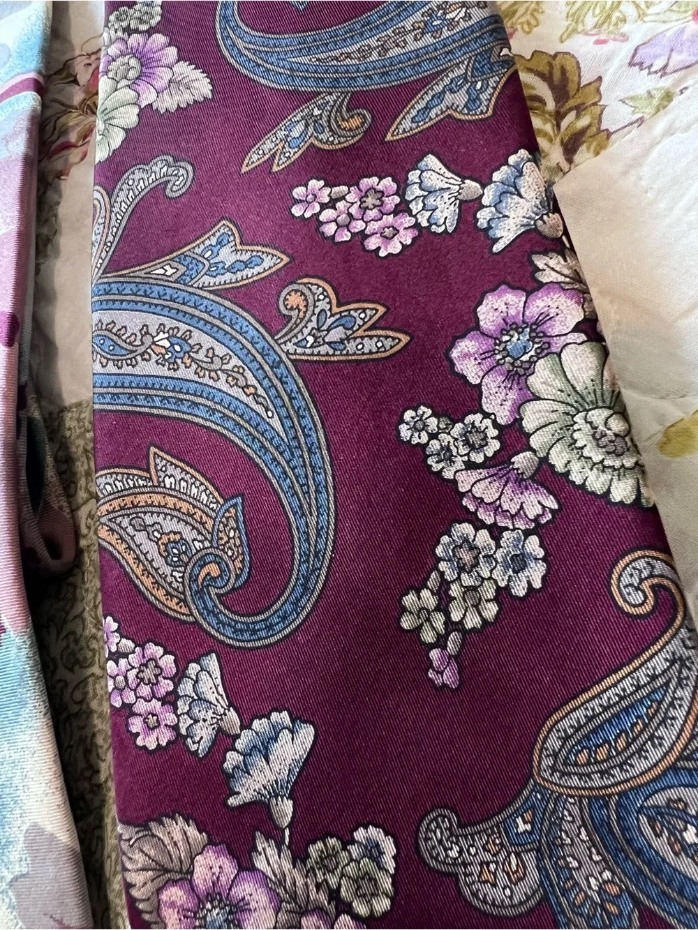 Vintage Silk Tie Lot 3pc Bill Blass Zylos Hanover St Floral Paisley Bundle
